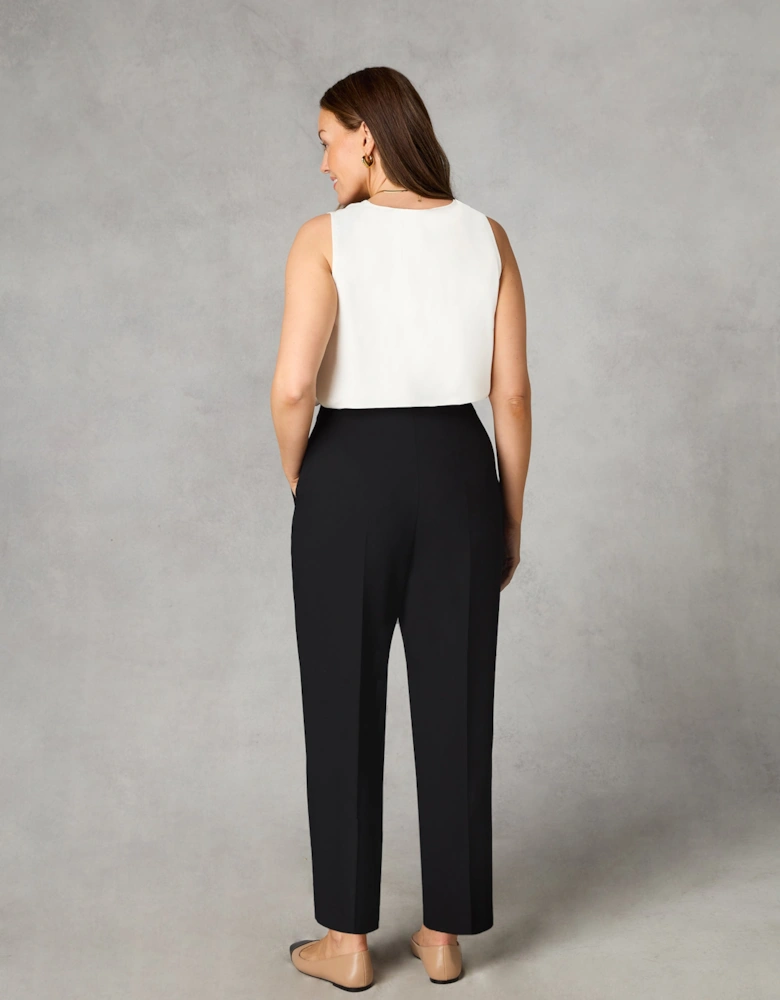 Petite Black Stretch Tapered Trousers