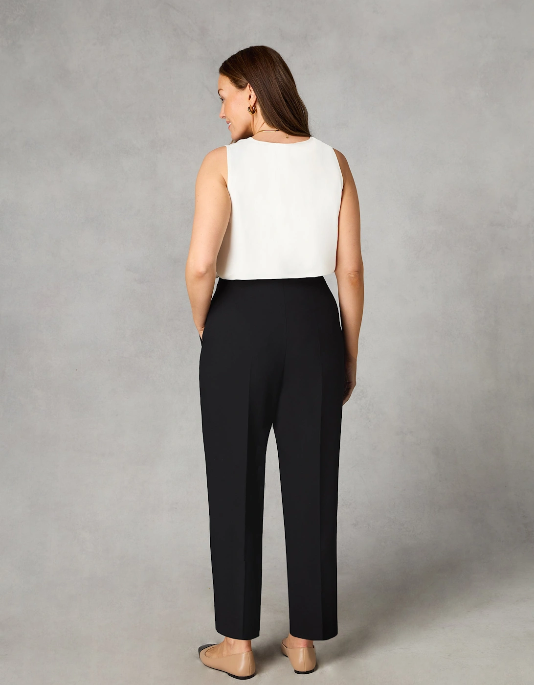 Petite Black Stretch Tapered Trousers