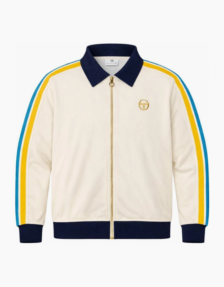 Monte Velour Track Top Jacket Gardenia/Maritime Blue