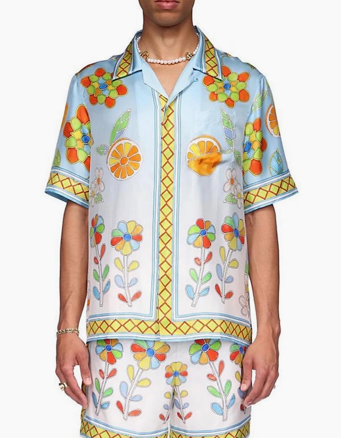 YORUBA FLOWERS SILK SHORT SLEEVE SHIRT