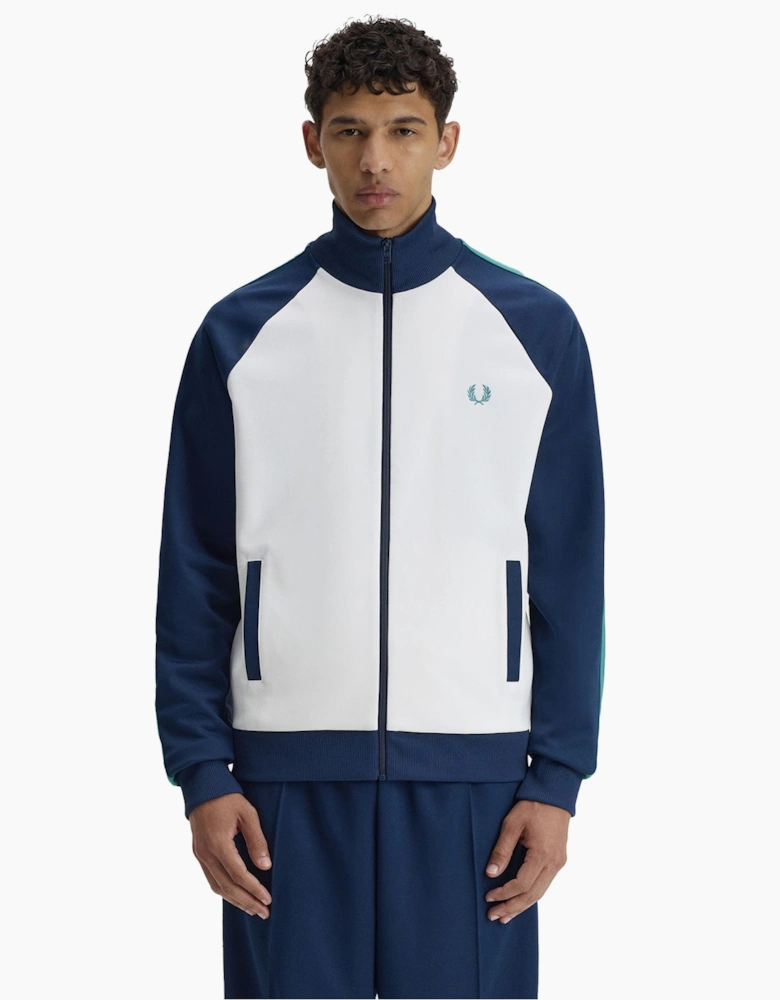 Contrast Sleeve Track Top Jacket Snow White