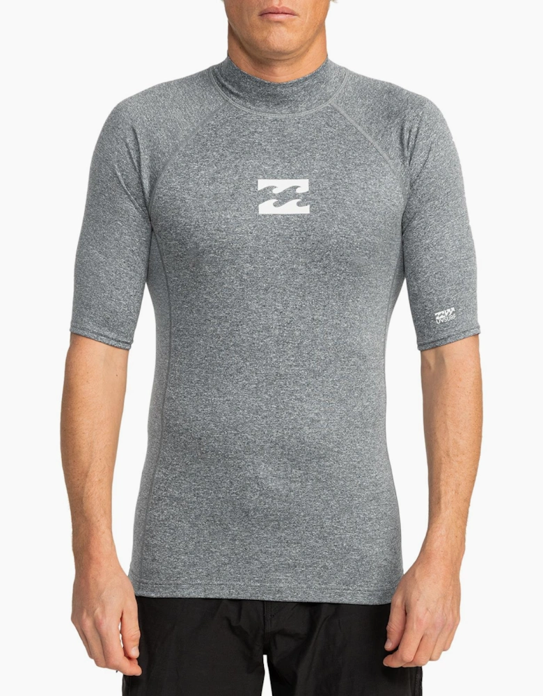 Mens Waves All Day Short Sleeve Swim Swimming Rash Vest