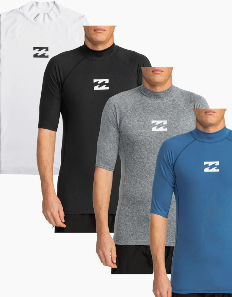 Mens Waves All Day Short Sleeve Swim Swimming Rash Vest