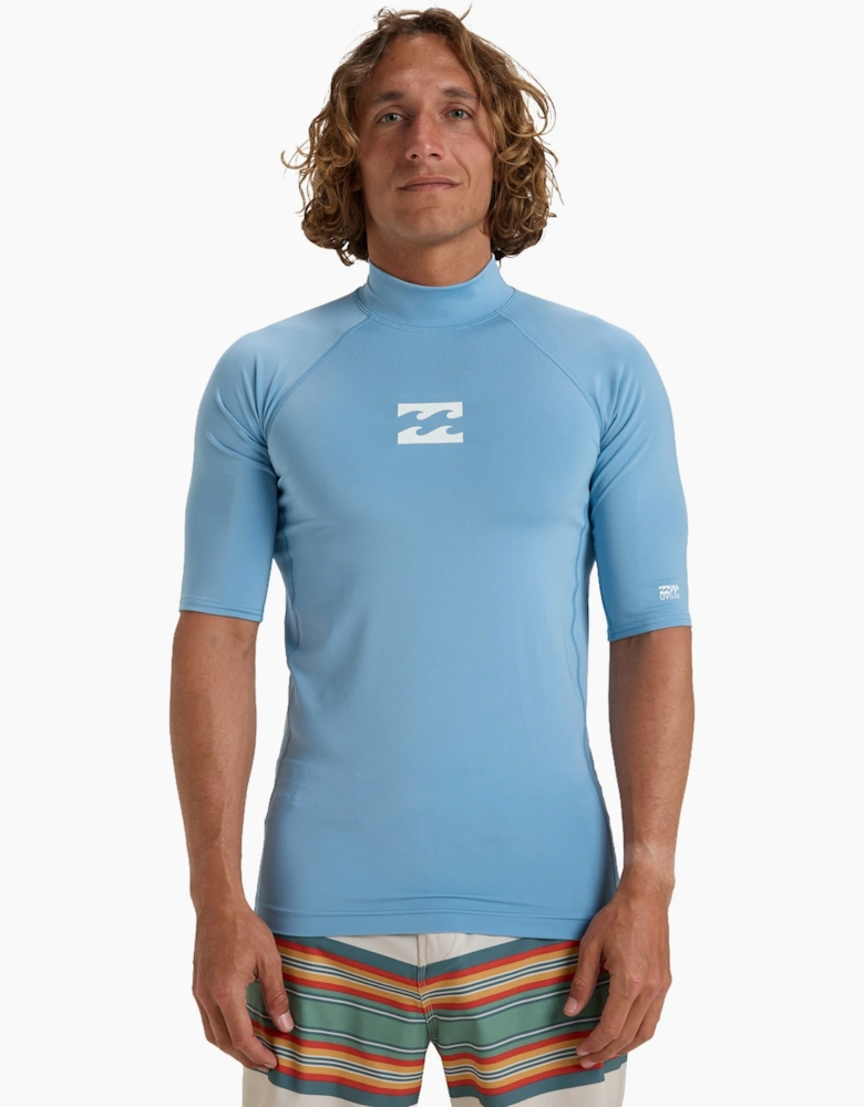 Mens Waves All Day Short Sleeve Swim Swimming Rash Vest