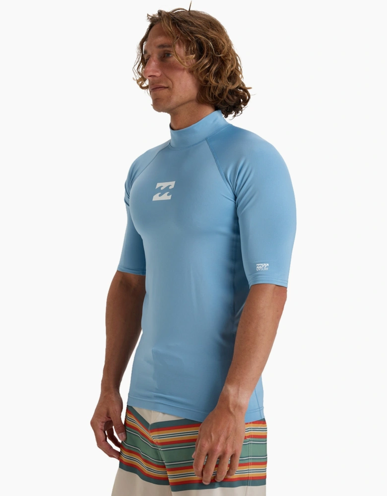 Mens Waves All Day Short Sleeve Swim Swimming Rash Vest