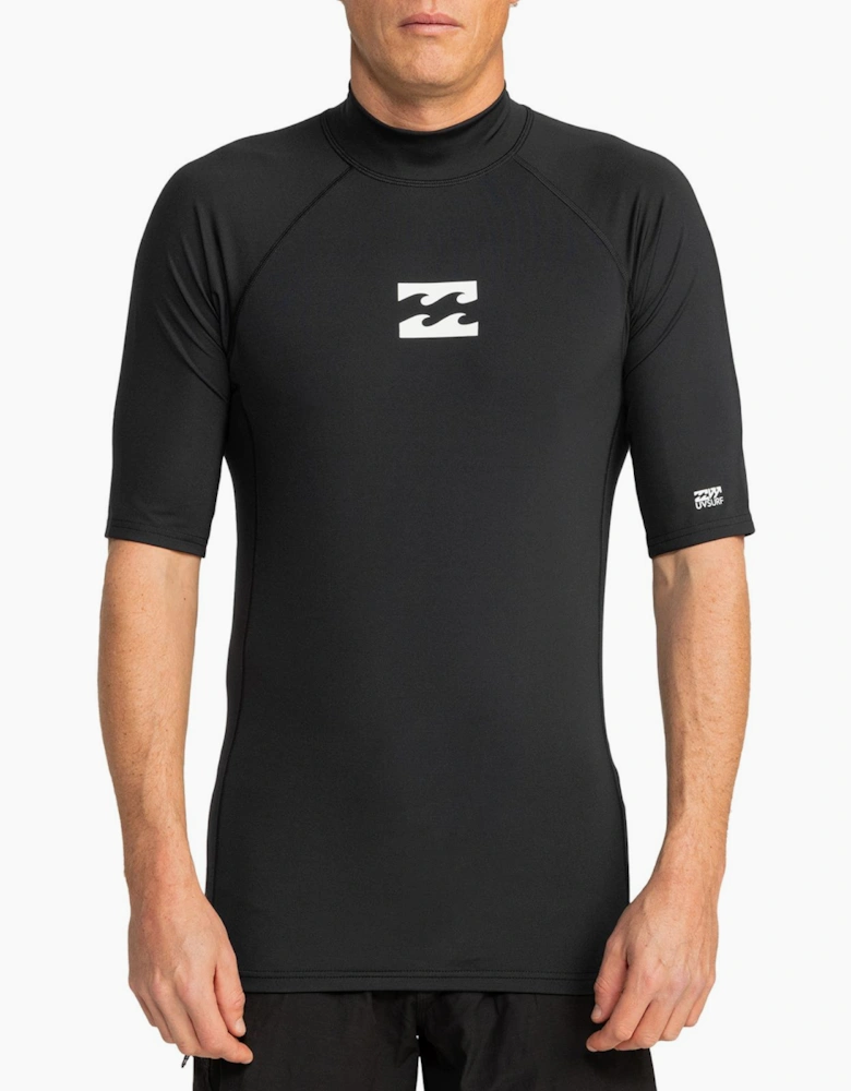 Mens Waves All Day Short Sleeve Swim Swimming Rash Vest