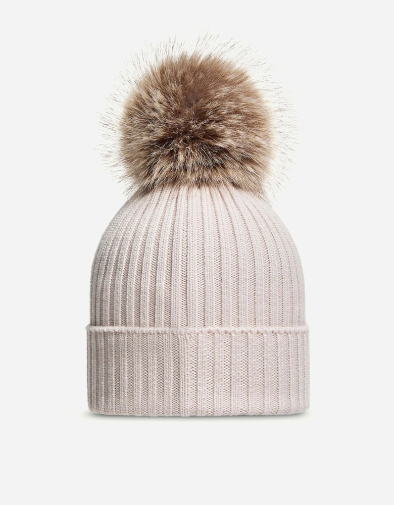 Enfant Girls Wool Pom-Pom Hat in Beige