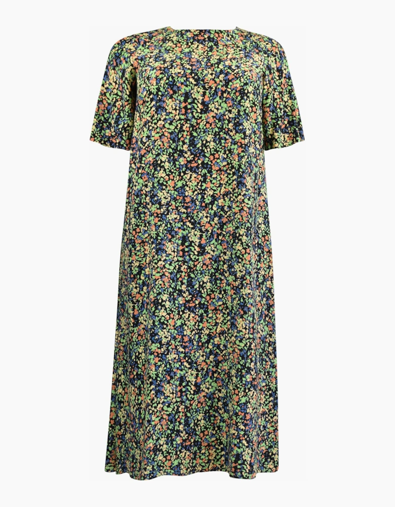 Floral Flutter Sleeve Midaxi T-Shirt Dress