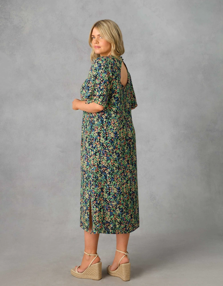 Floral Flutter Sleeve Midaxi T-Shirt Dress