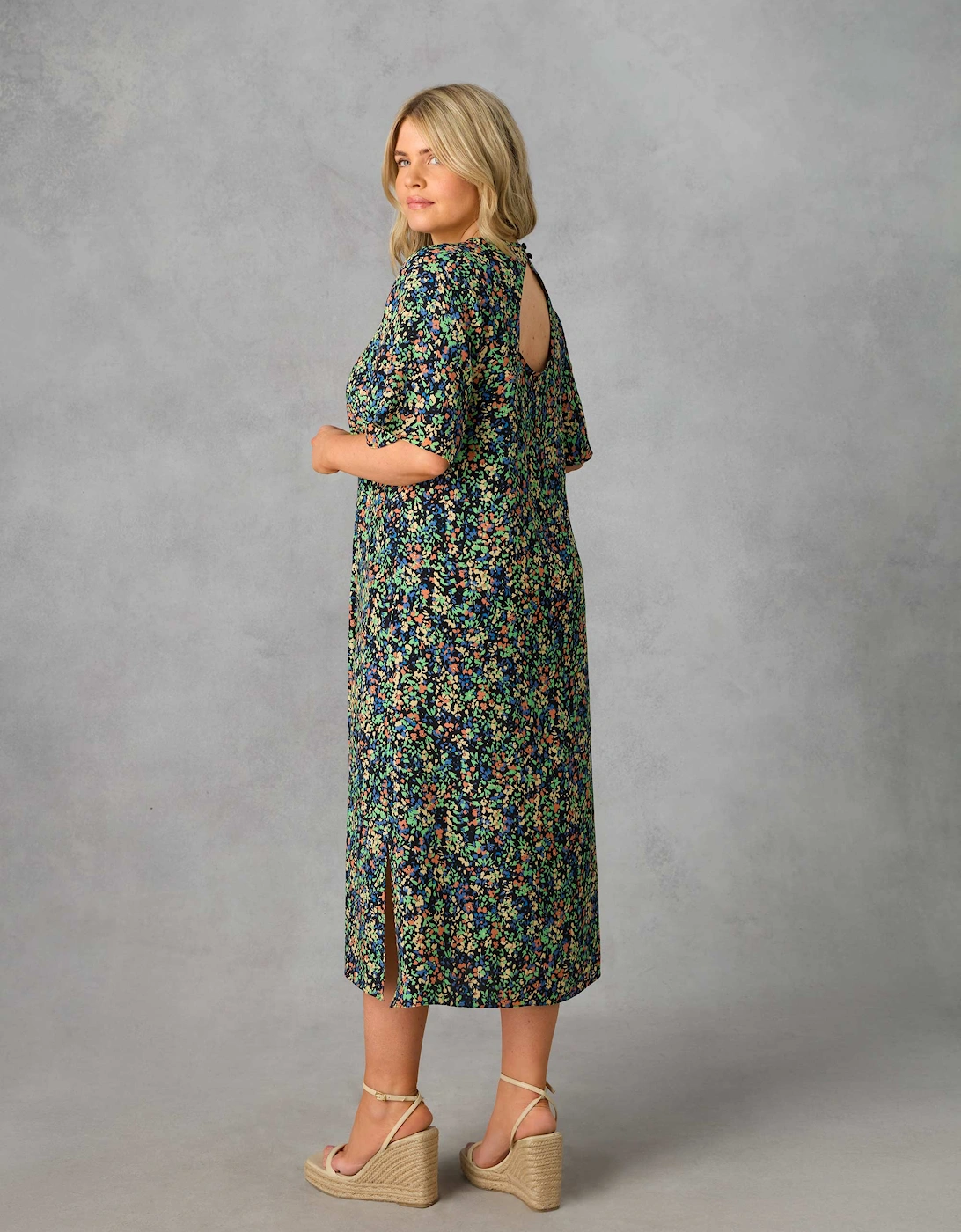 Floral Flutter Sleeve Midaxi T-Shirt Dress