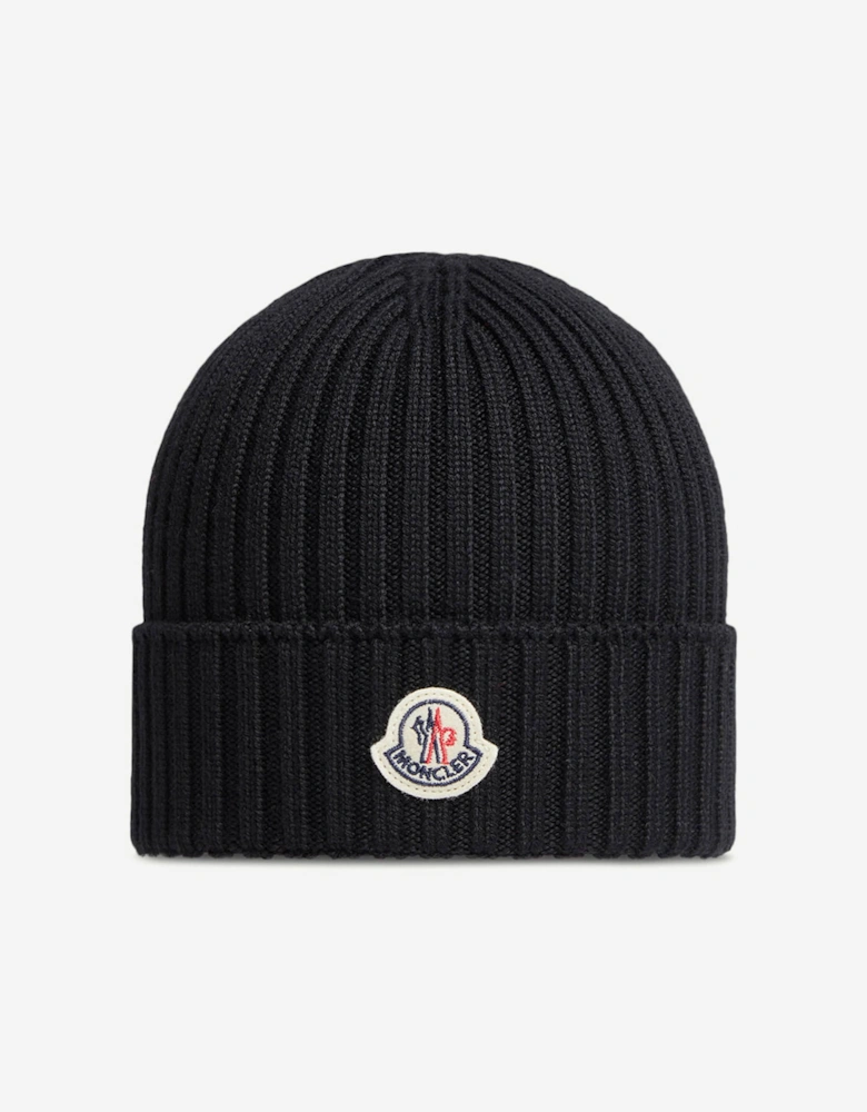 Moncler Enfant Boys Wool Knit Beanie Hat in Black