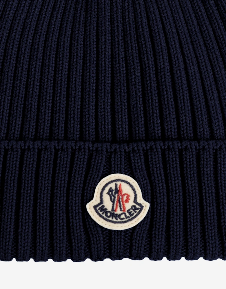 Moncler Enfant Boys Wool Knit Beanie Hat in Navy
