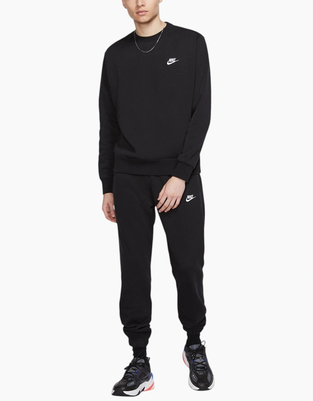 Nike Men's Black Club Tracksuit Crew Neck Pullover Sweatshirt Fleece  Xl