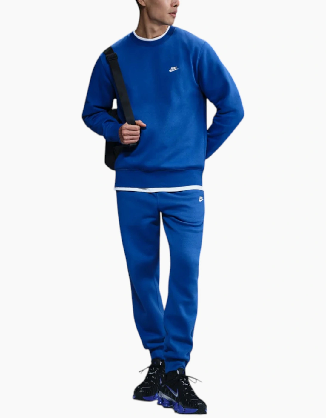 Nike Men's Blue Club Tracksuit Crew Neck Pullover Sweatshirt Fleece  L