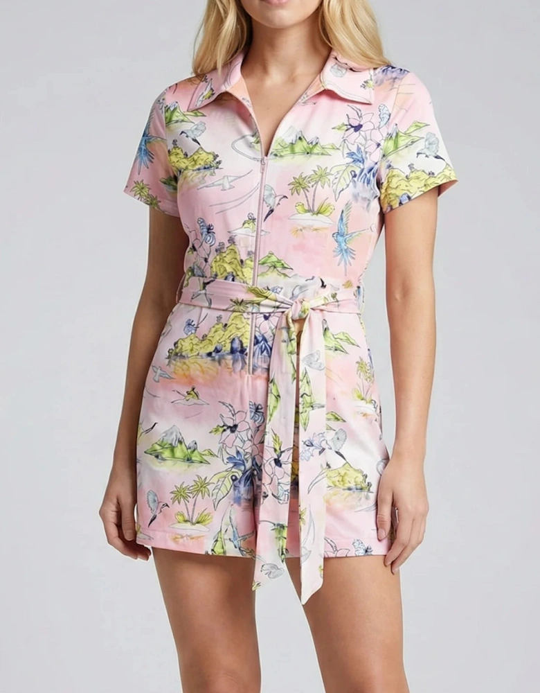 Pink Floral Printed Romper