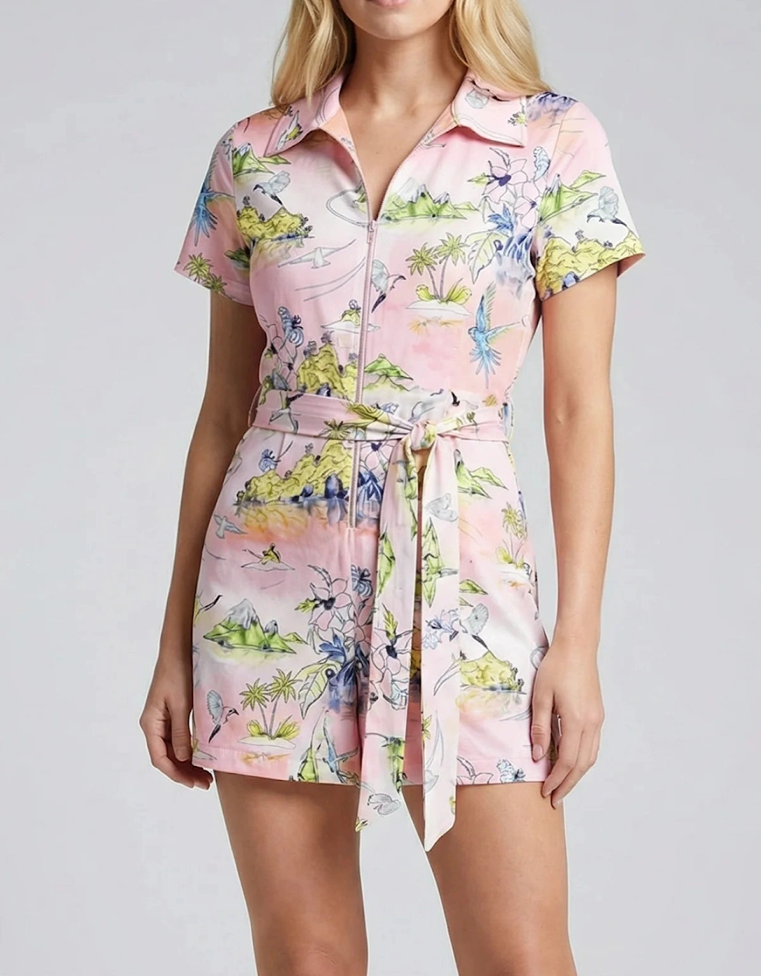 Pink Floral Printed Romper, 3 of 2