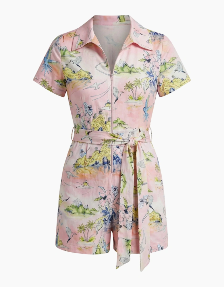 Pink Floral Printed Romper