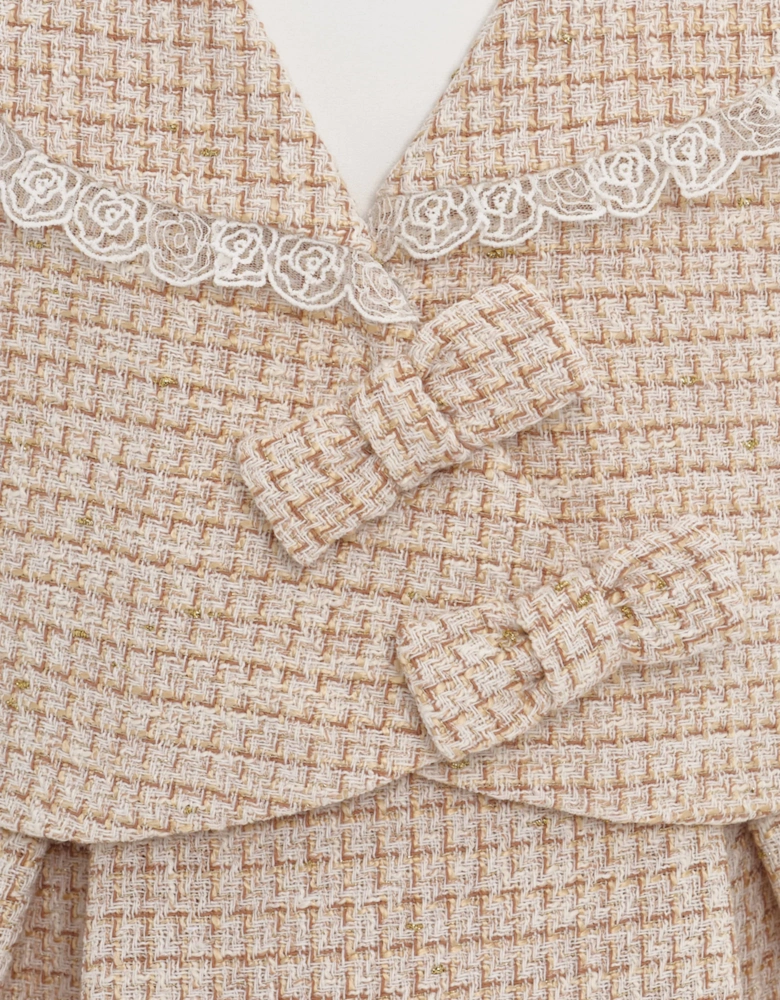 Girls Jacket and Skirt Set in Beige
