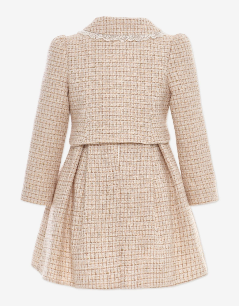 Girls Jacket and Skirt Set in Beige