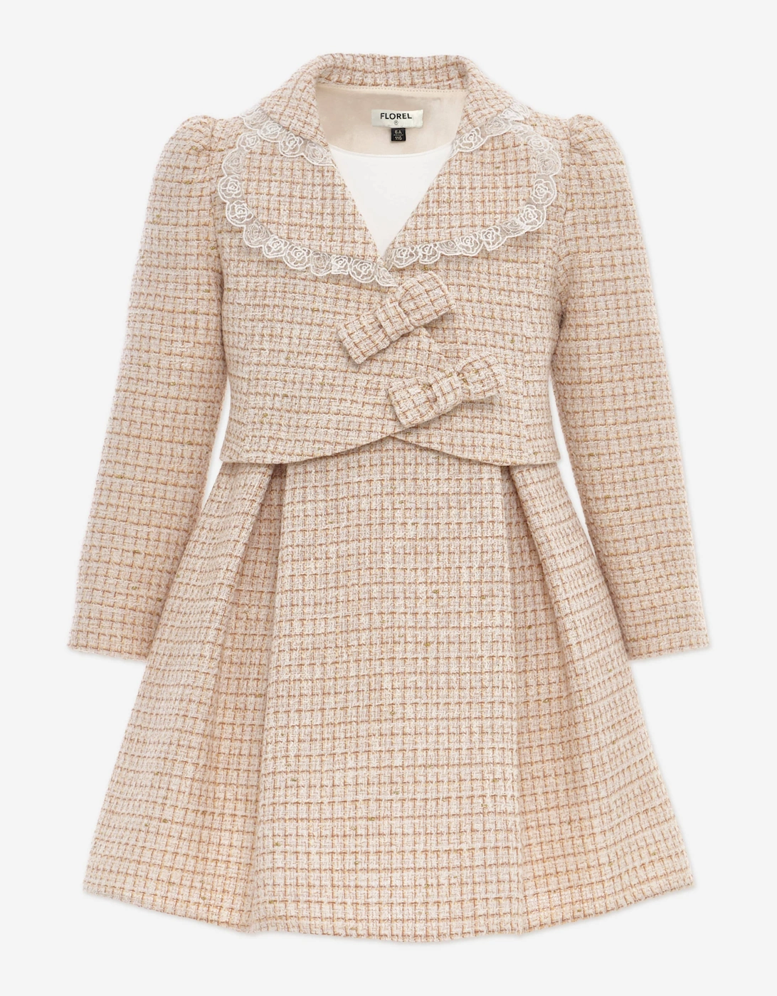 Girls Jacket and Skirt Set in Beige