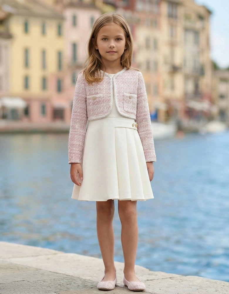 Girls Dress and Jacket Set in Ivory