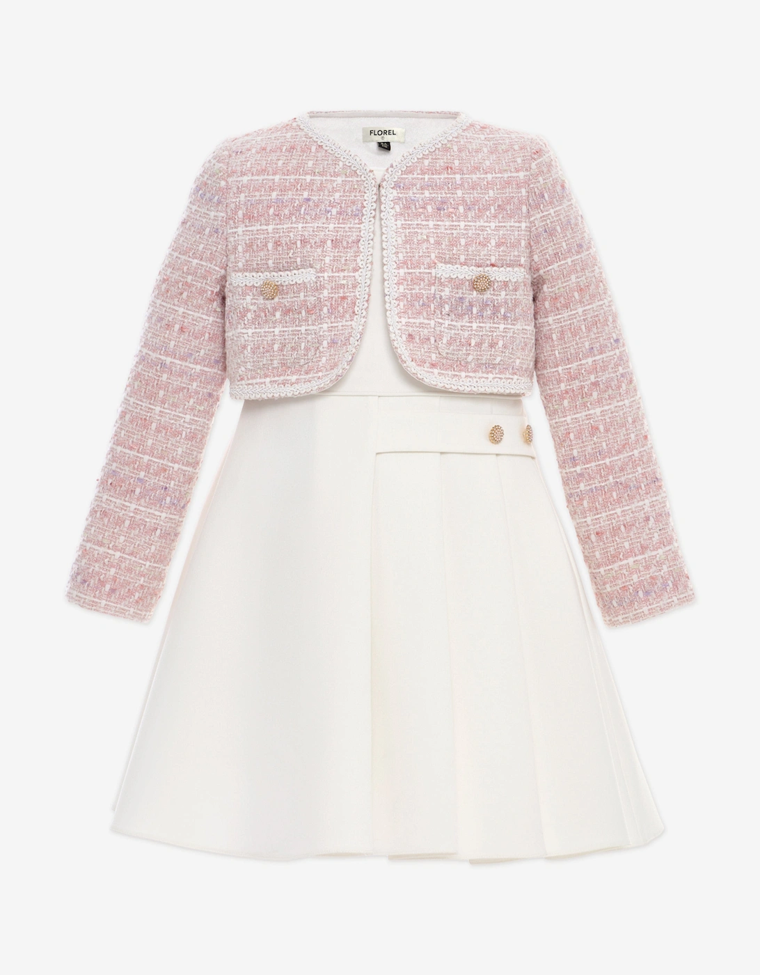 Girls Dress and Jacket Set in Ivory