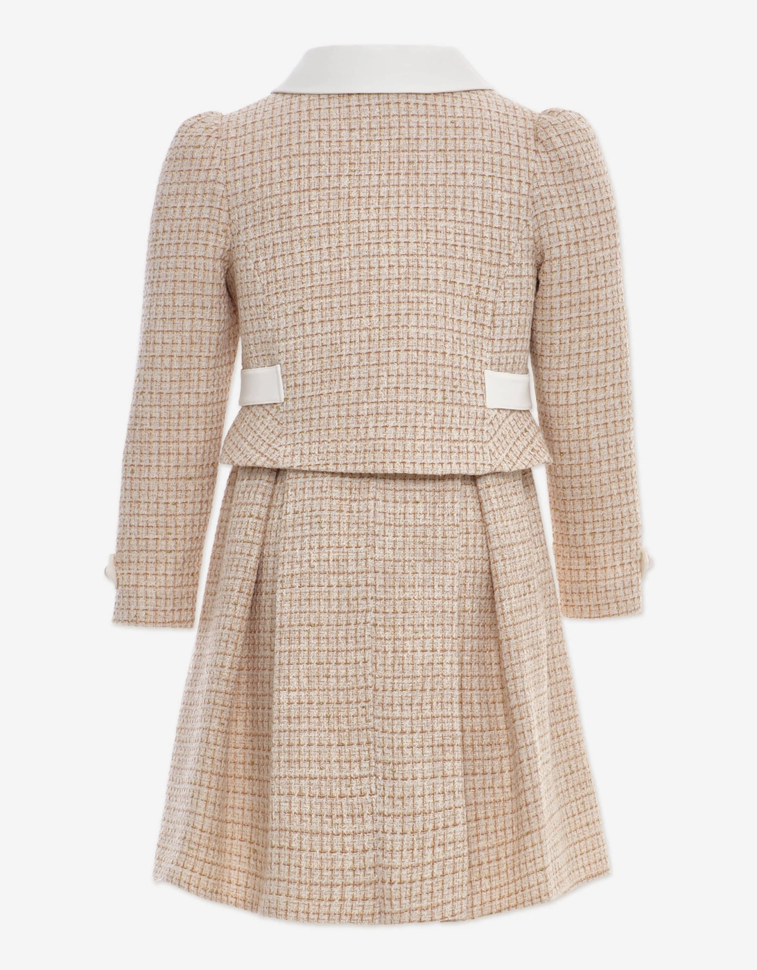 Girls Tweed Jacket and Skirt Set in Beige