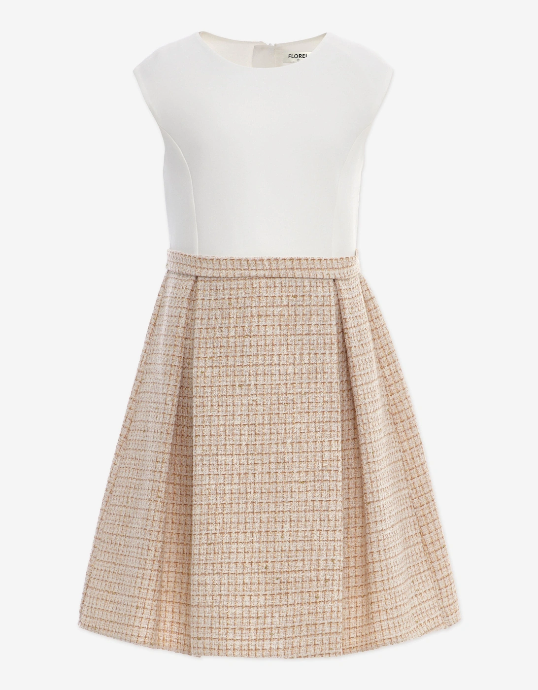 Girls Tweed Jacket and Skirt Set in Beige