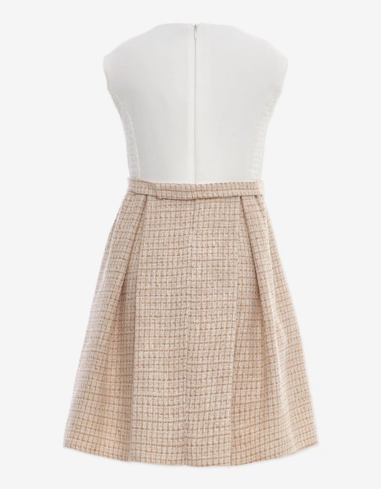 Girls Tweed Jacket and Skirt Set in Beige