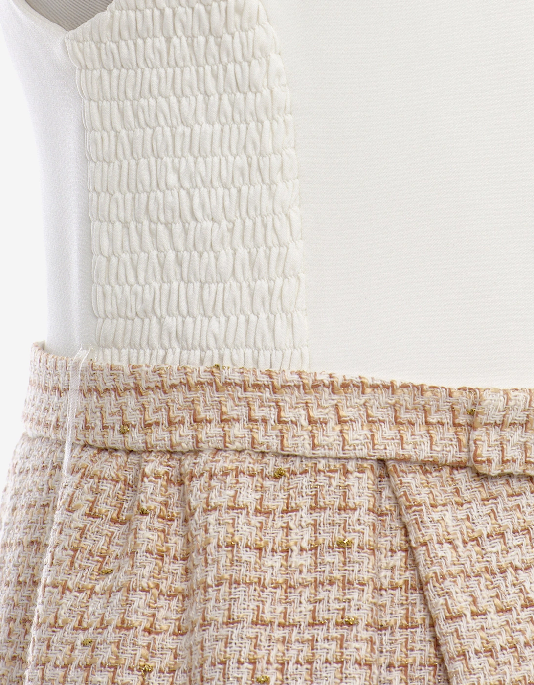 Girls Tweed Jacket and Skirt Set in Beige