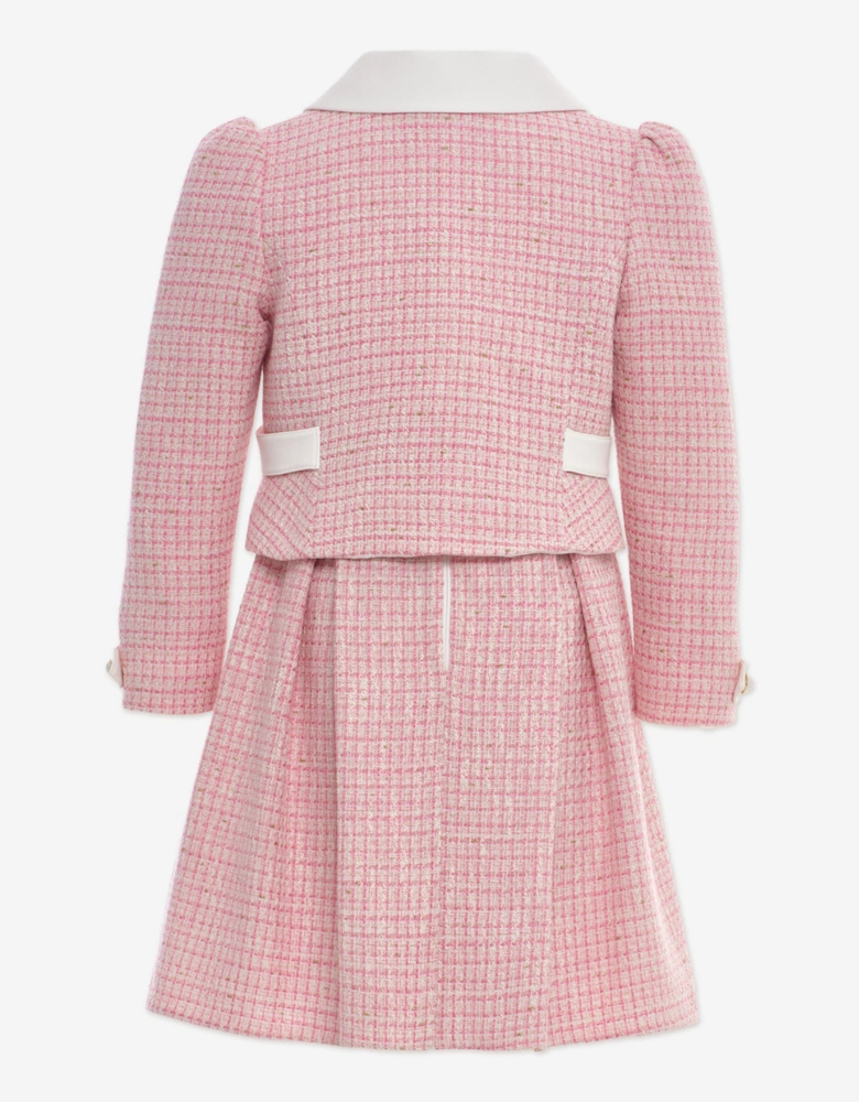 Girls Tweed Jacket and Skirt Set in Pink