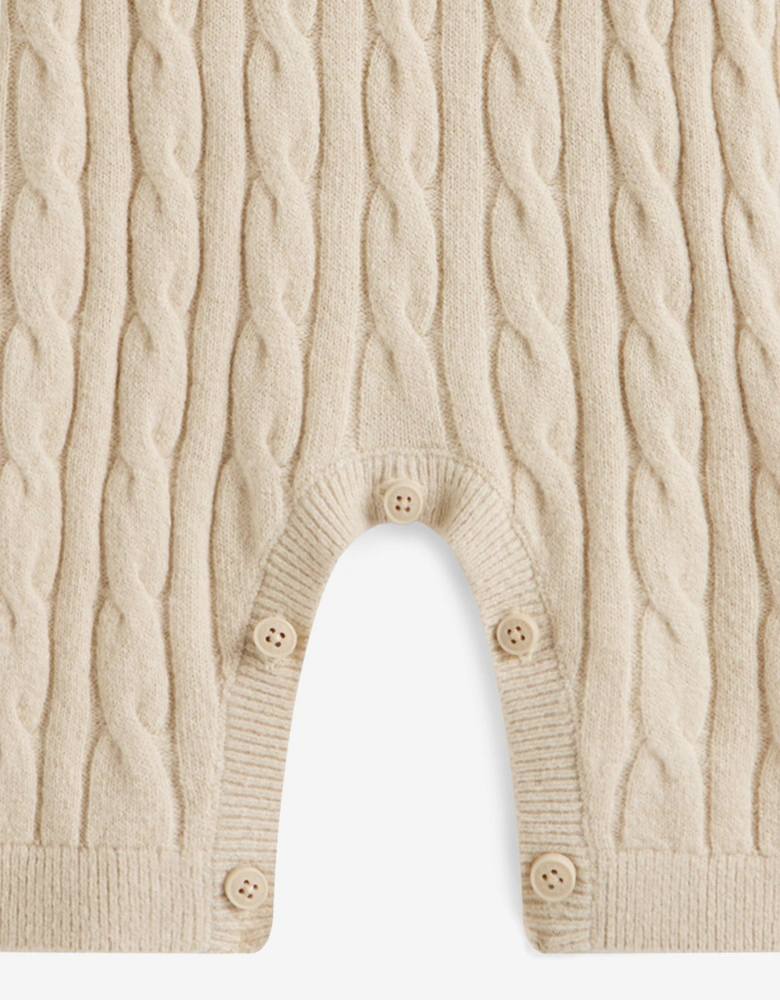 Baby Cable Knit Romper in Beige