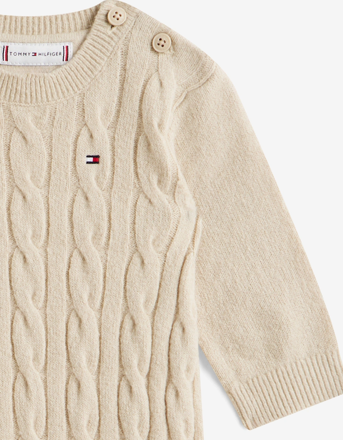 Baby Cable Knit Romper in Beige