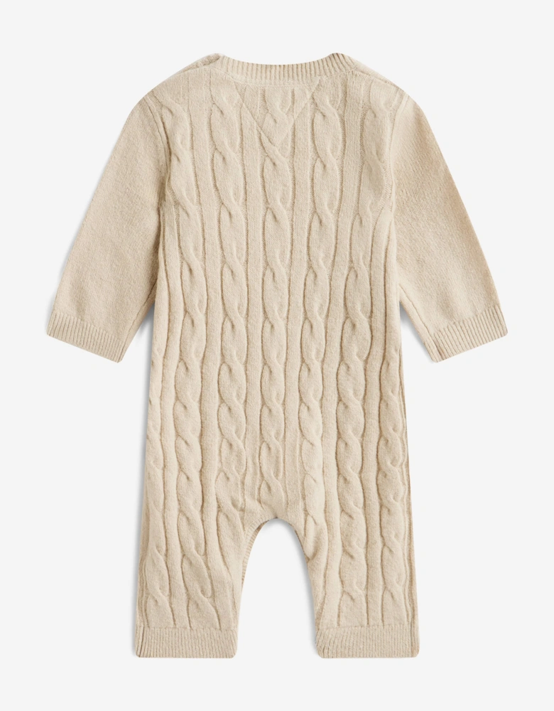Baby Cable Knit Romper in Beige