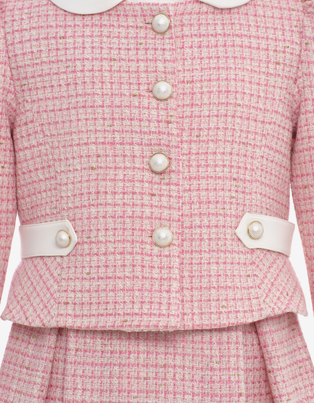 Girls Tweed Jacket and Skirt Set in Pink