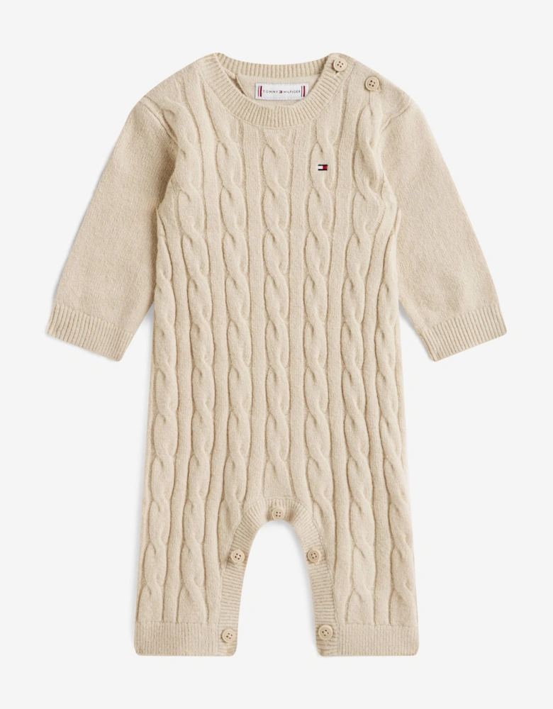Baby Cable Knit Romper in Beige