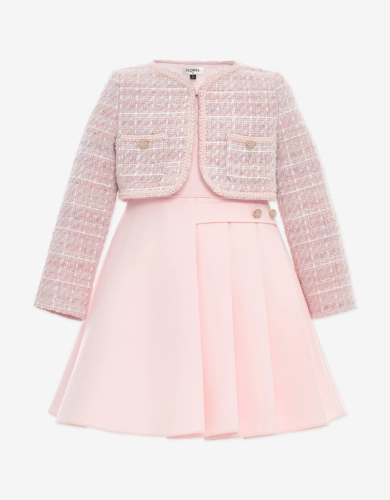 Girls Dress and Jacket Set in Pink
