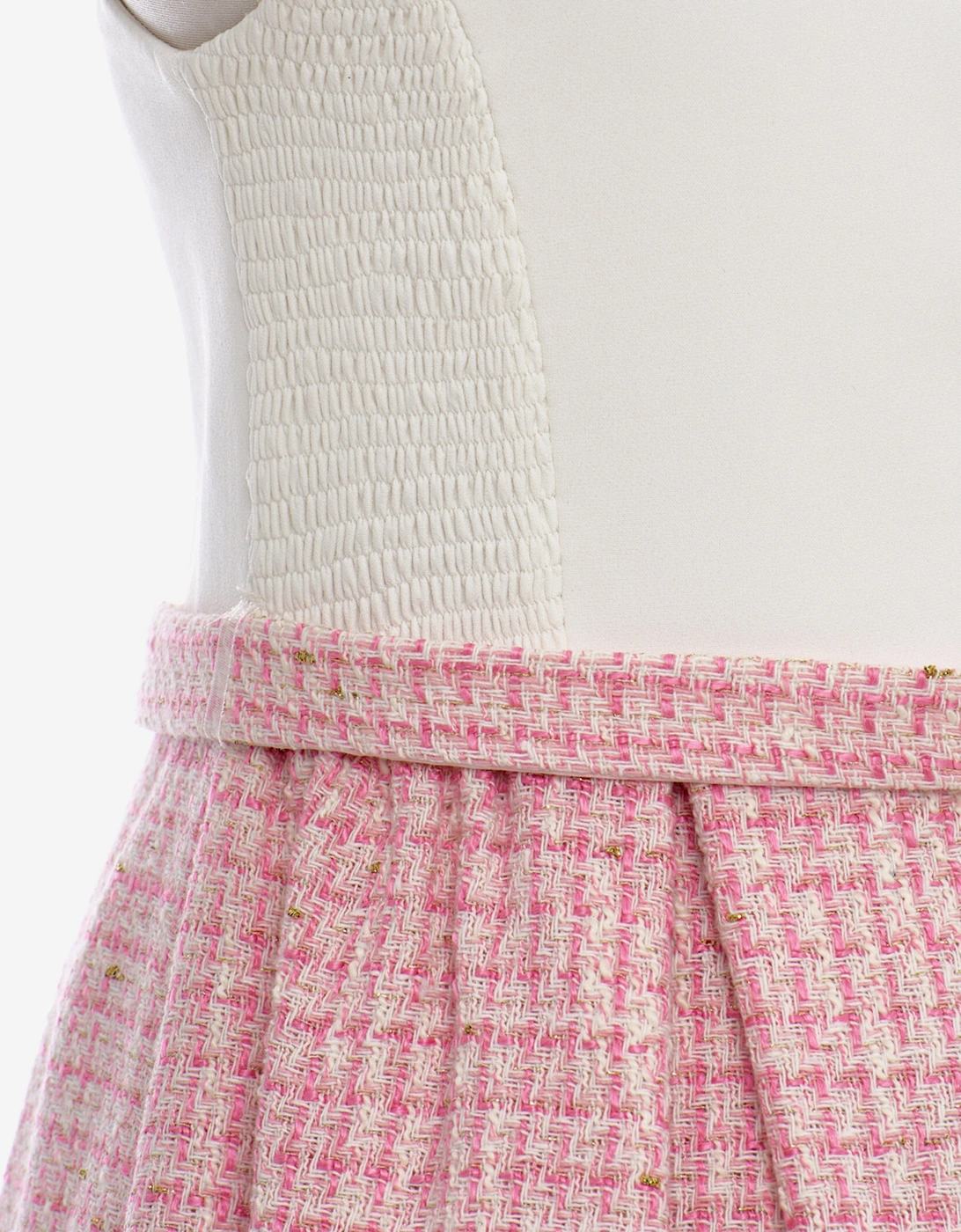 Girls Tweed Jacket and Skirt Set in Pink