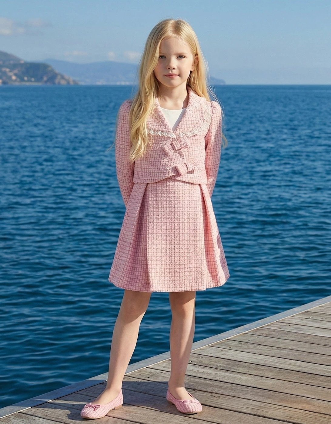 Girls Jacket and Skirt Set in Pink, 7 of 6