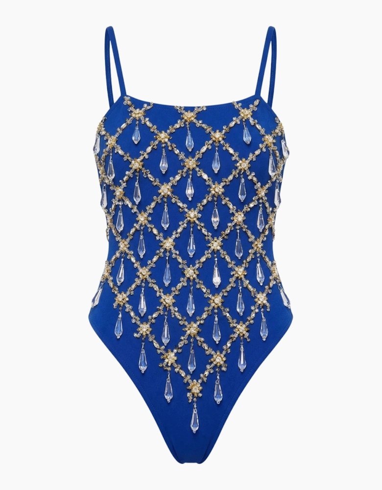 Calliope Thin Straps One Piece Swimsuit Blue
