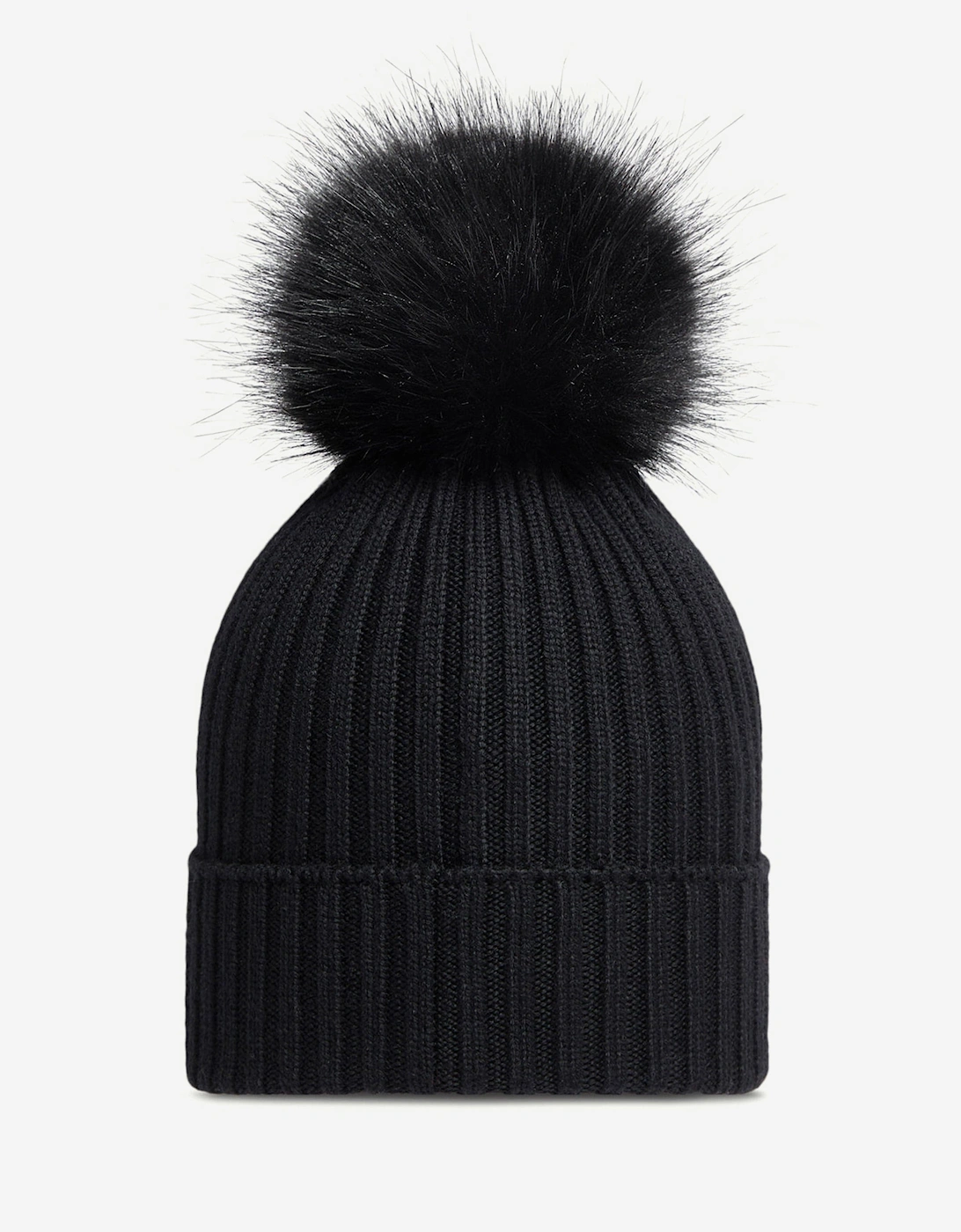 Enfant Girls Wool Pom-Pom Hat in Black