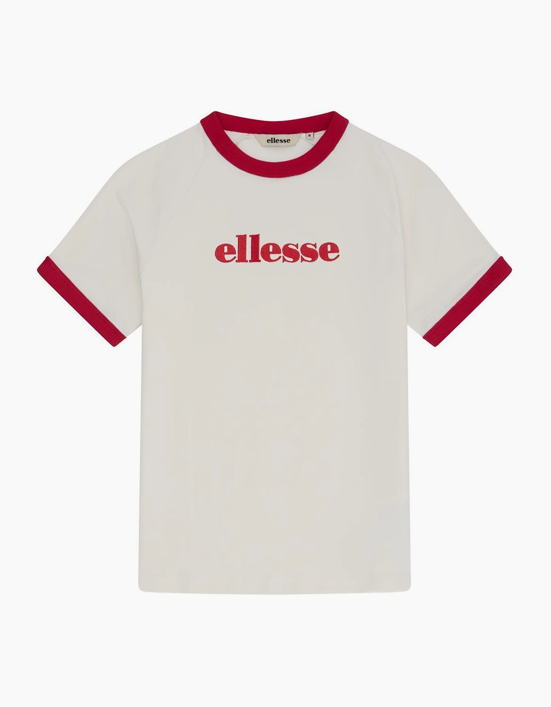 Ellesse Women's White Albenga Tee - Off /Red - Size: 12