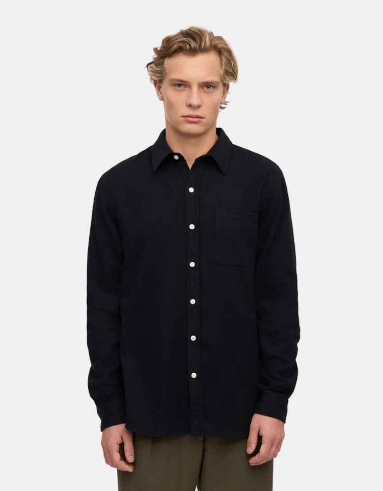 Mens Organic Flannel Shirt - Deep Black