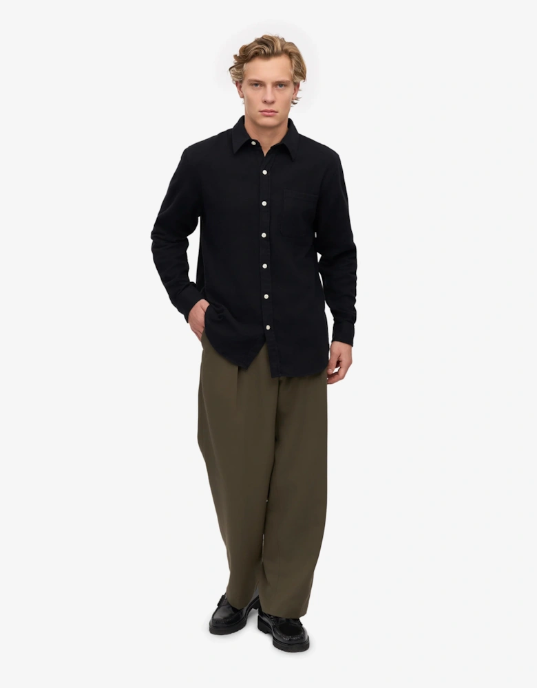 Mens Organic Flannel Shirt - Deep Black