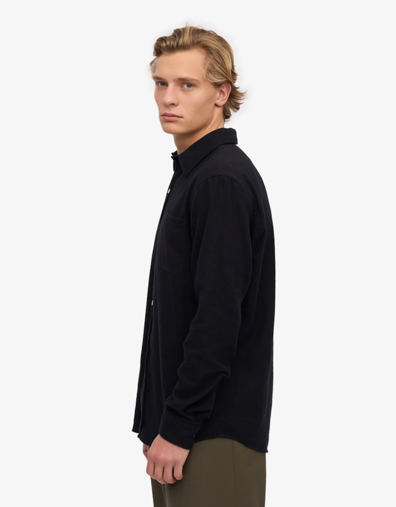 Mens Organic Flannel Shirt - Deep Black