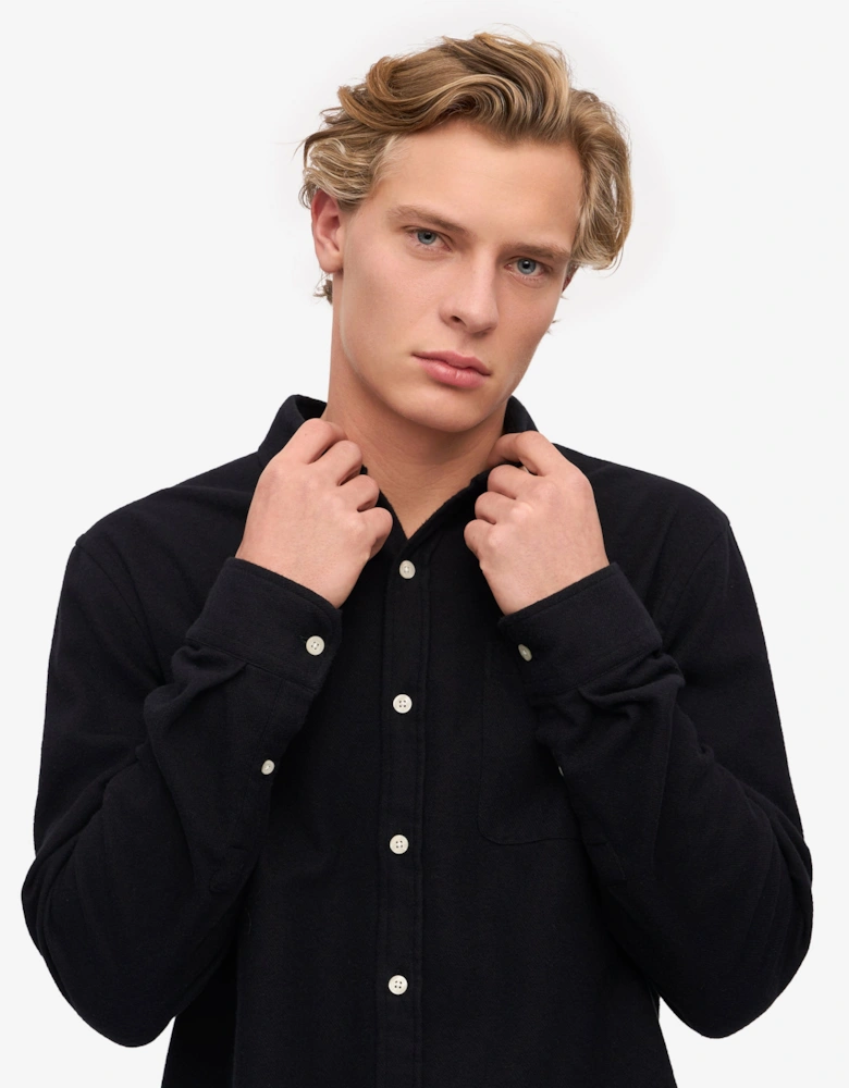 Mens Organic Flannel Shirt - Deep Black