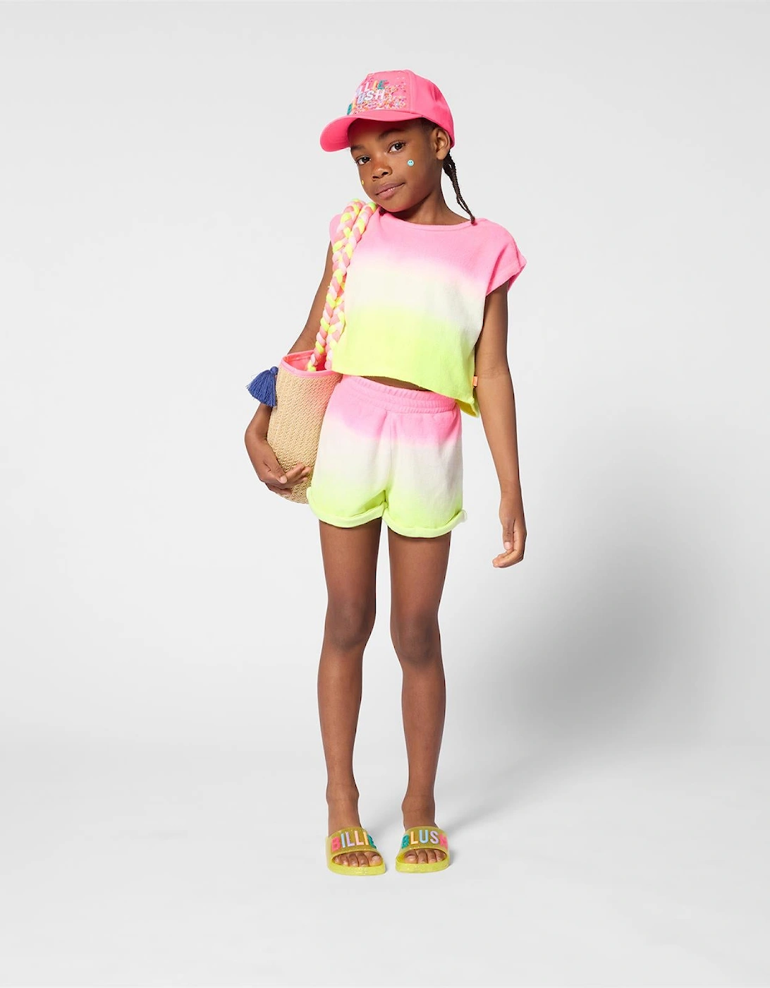 Girls Fuchsia Pink Ombré Towelling Shorts
