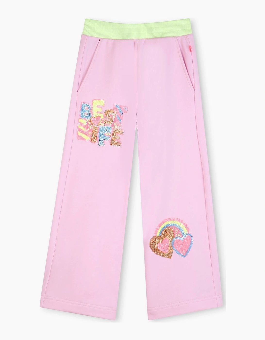 Girls Pale Pink Sequin Wide Leg Joggers, 5 of 4