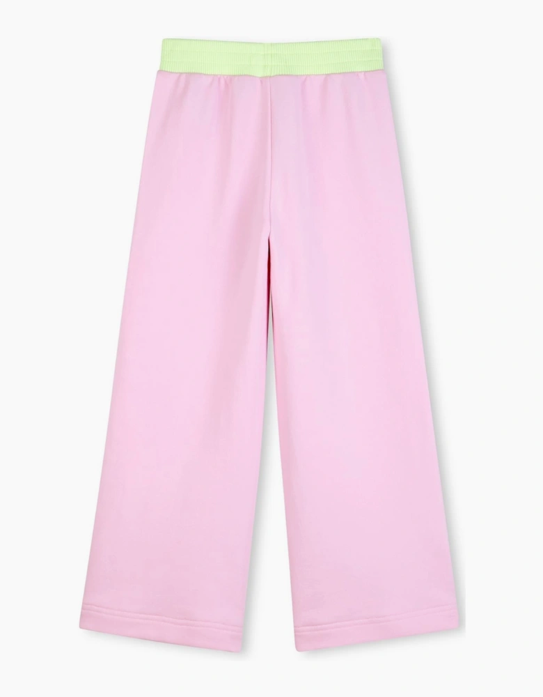 Girls Pale Pink Sequin Wide Leg Joggers