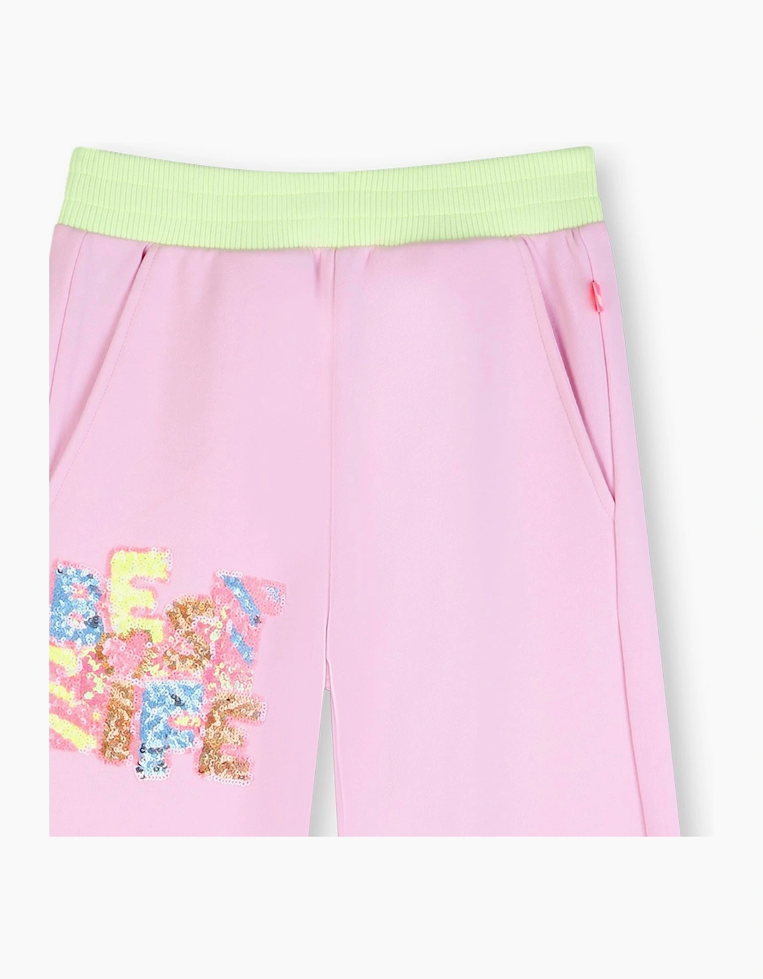 Girls Pale Pink Sequin Wide Leg Joggers